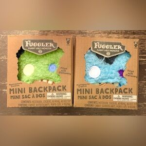 Fuggler Mini Backpack With Stationary Set Of Two- Green and Blue NIB